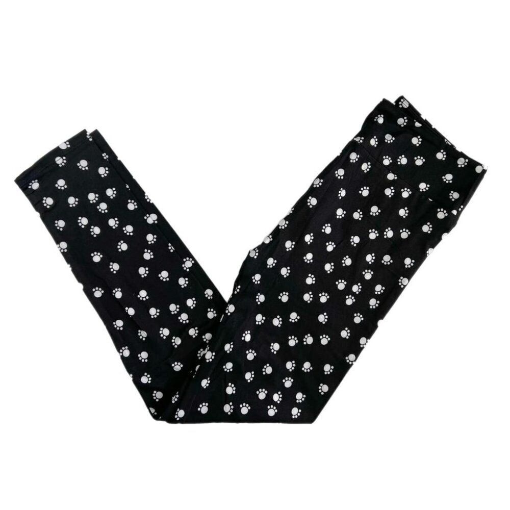 NEW TC LuLaRoe Leggings Paw Print Black White Animal Dog Comfy‎ Stretch Pet